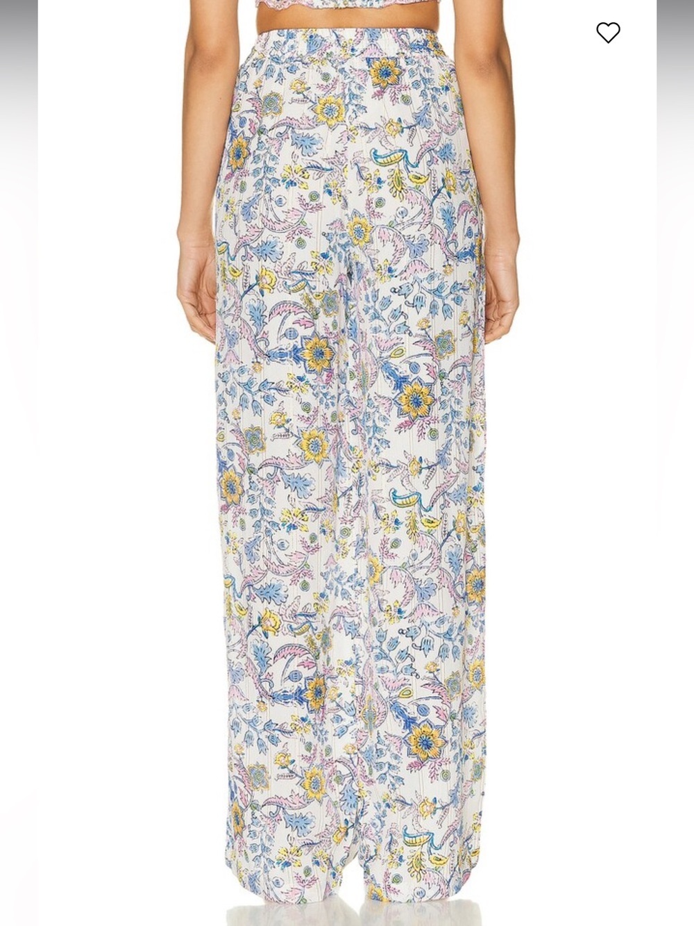 HEMANT & NANDITA Vans White Floral Paisley Gold Metallic Wide Leg Pants - Picture 3 of 12